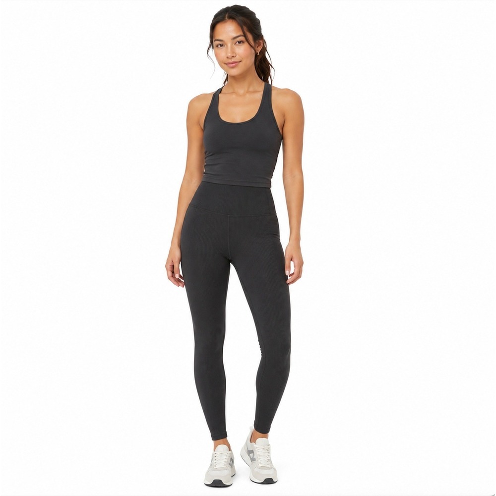 Girlfriend Collective Black Ribbed High‎ Rise Leggings Yoga SMALL